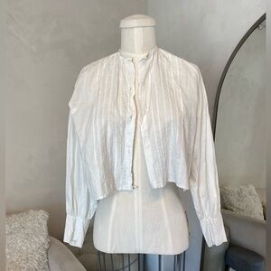 VINTAGE WHITE VICTORIAN EDWARDIAN BLOUSE BUTTON DOWN